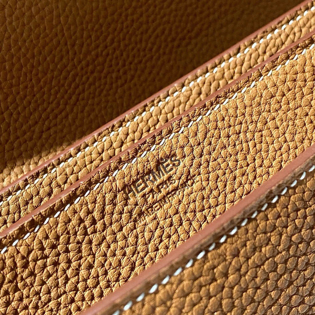 HERMES 38cm Gold Togo Leather Palladium Plated Sac A Depeches Briefcase Bag