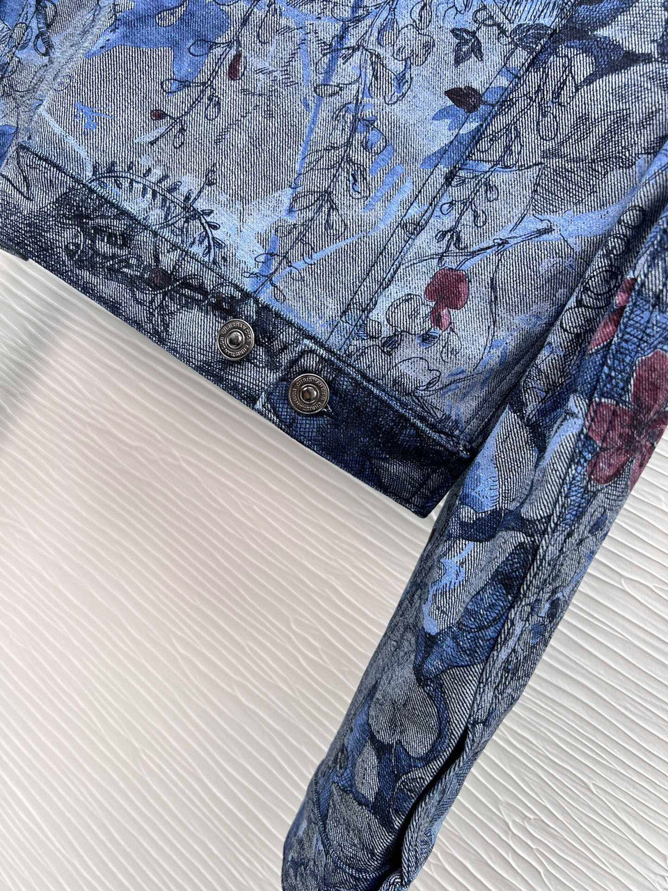 Christian Dior JACKET Blue Cotton Denim with Dior Jardin Magique Motif