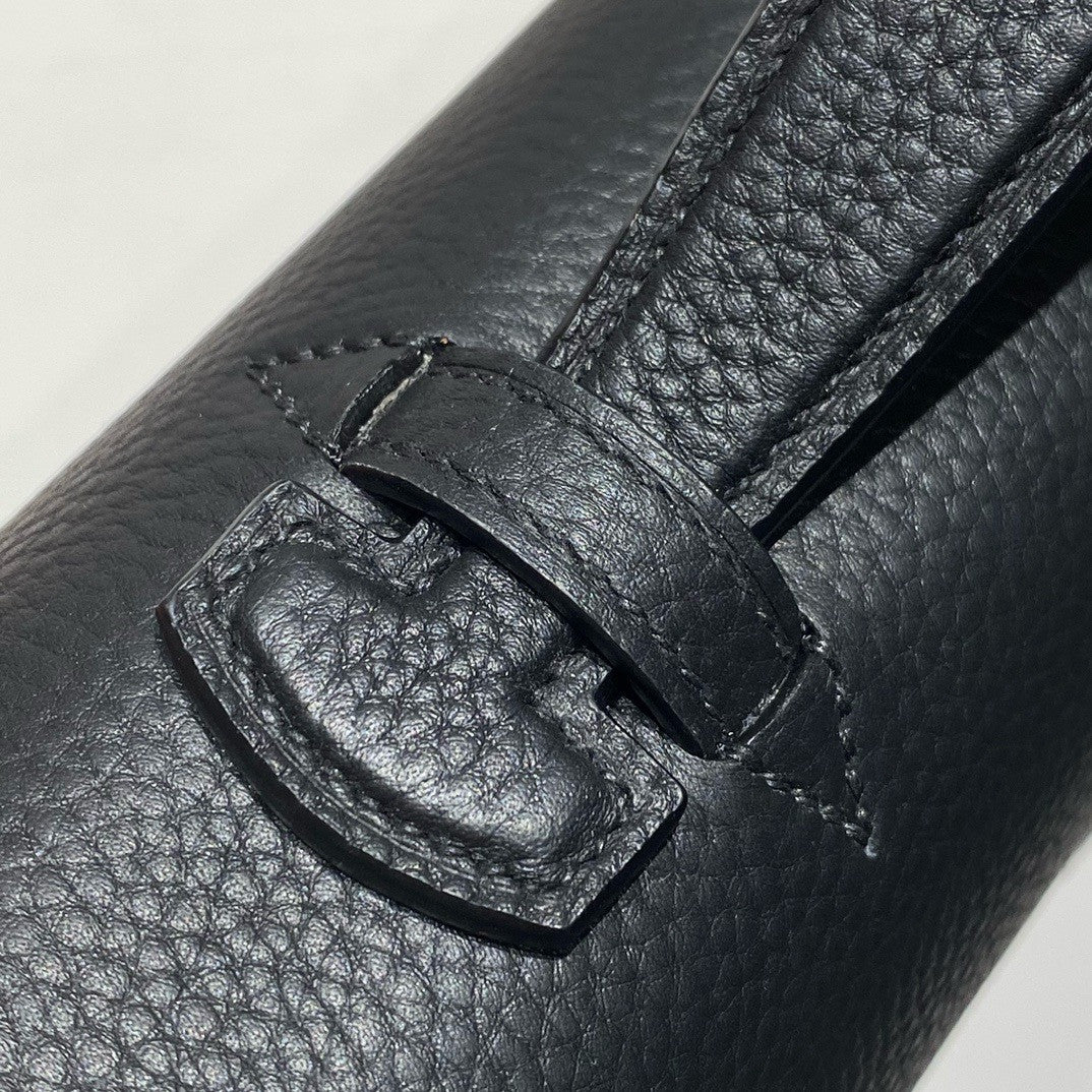 HERMES 38cm Black Togo Leather Palladium Plated Sac A Depeches Briefcase Bag