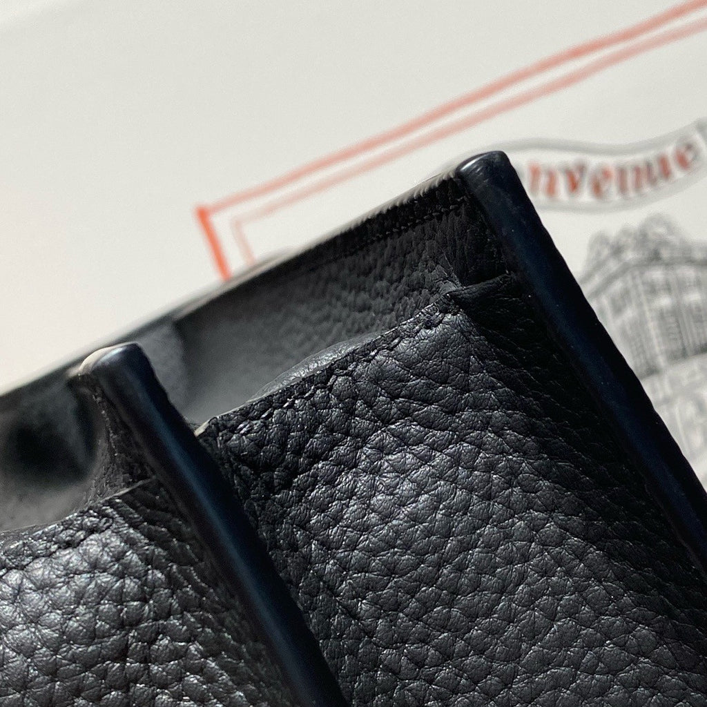 HERMES 38cm Black Togo Leather Palladium Plated Sac A Depeches Briefcase Bag