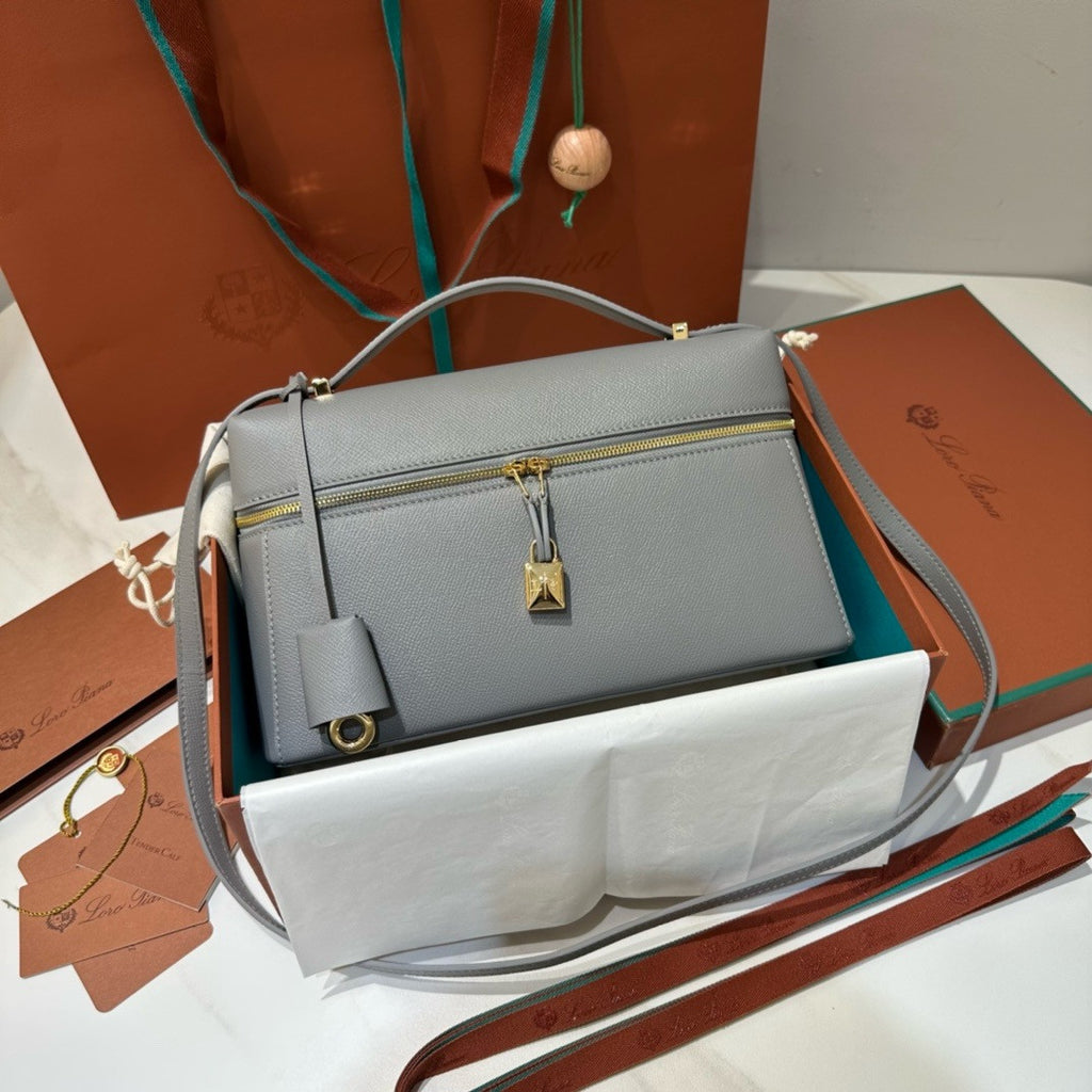 Loro Piana Extra Bag L27  Smooth Calfskin Grey