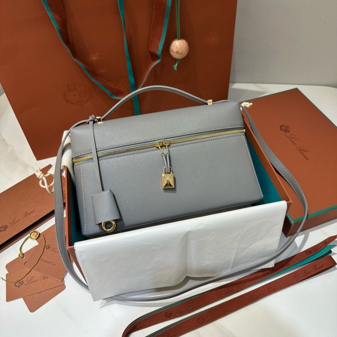 Loro Piana Extra Bag L27  Smooth Calfskin Grey