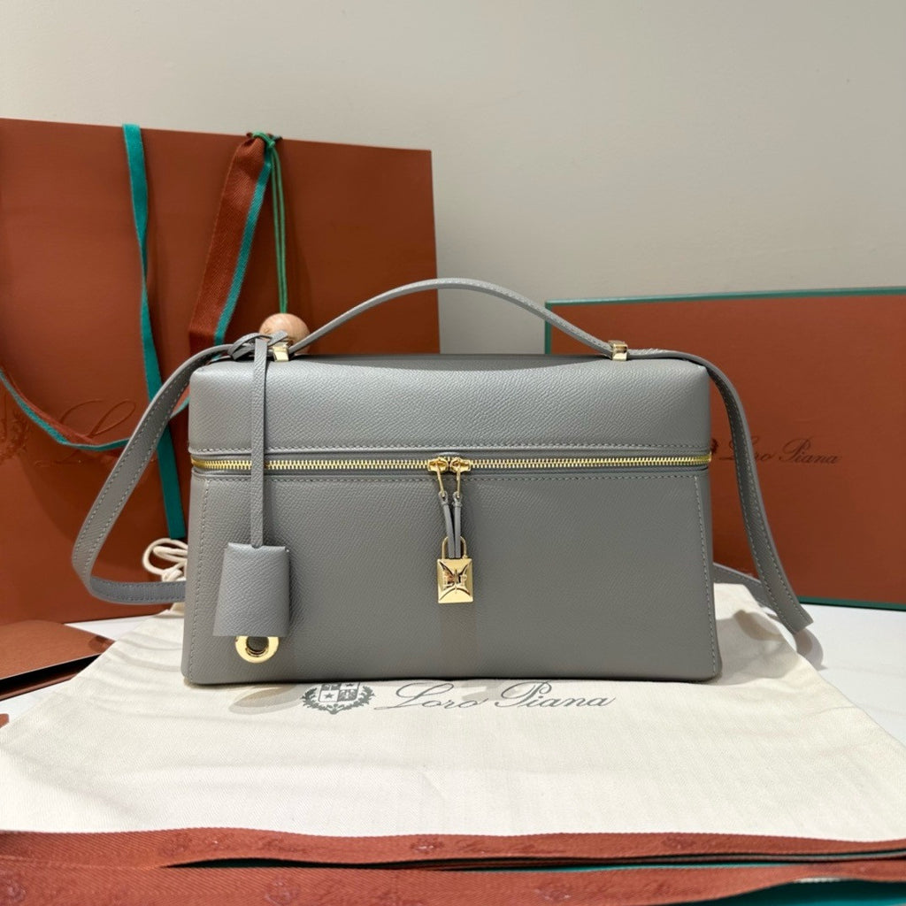 Loro Piana Extra Bag L27  Smooth Calfskin Grey