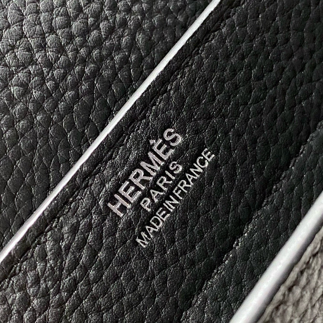 HERMES 38cm Black Togo Leather Palladium Plated Sac A Depeches Briefcase Bag