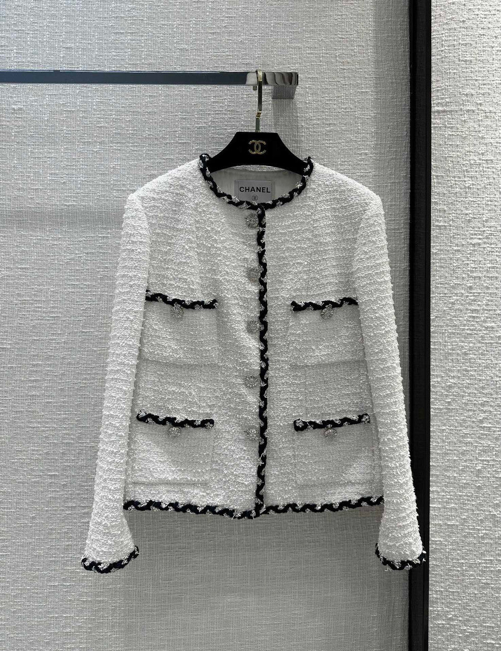 Chanel White Cotton Tweed Jacket