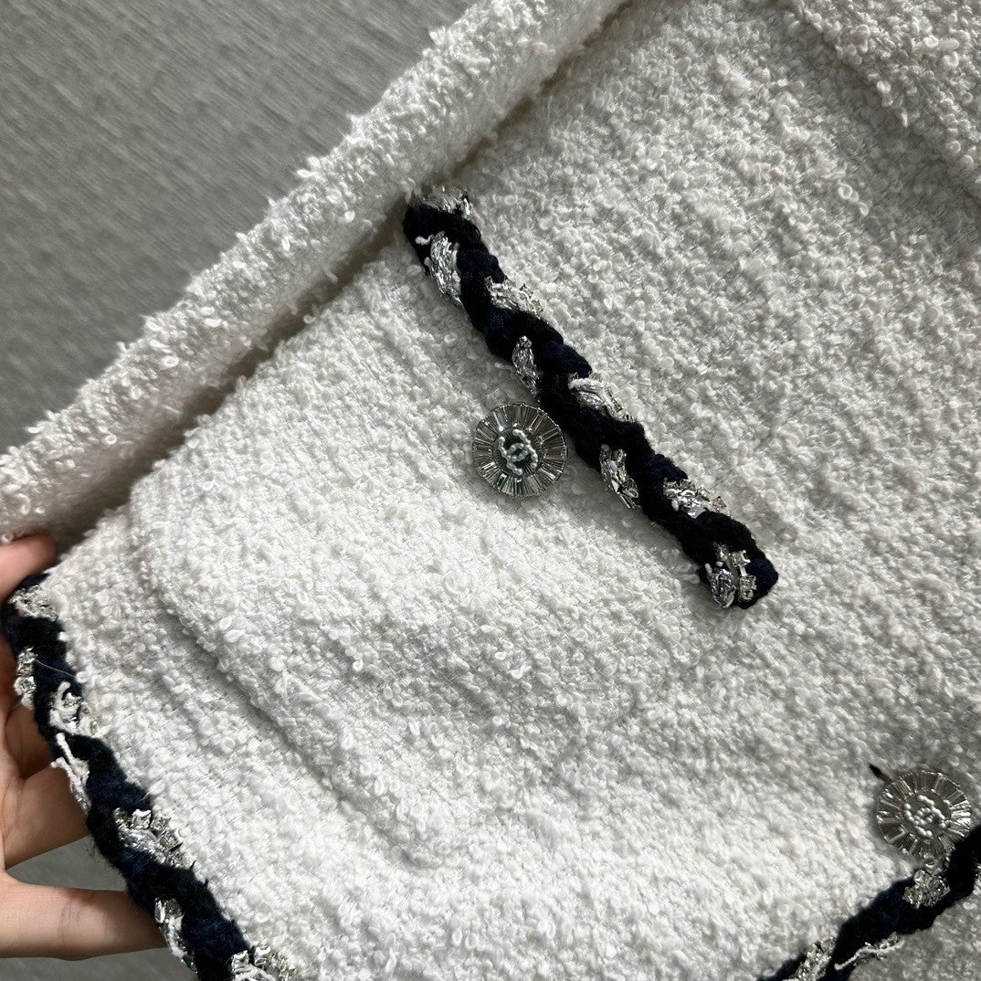 Chanel White Cotton Tweed Jacket
