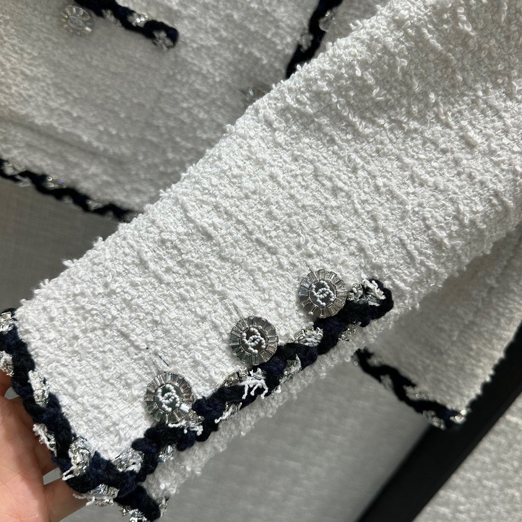 Chanel White Cotton Tweed Jacket