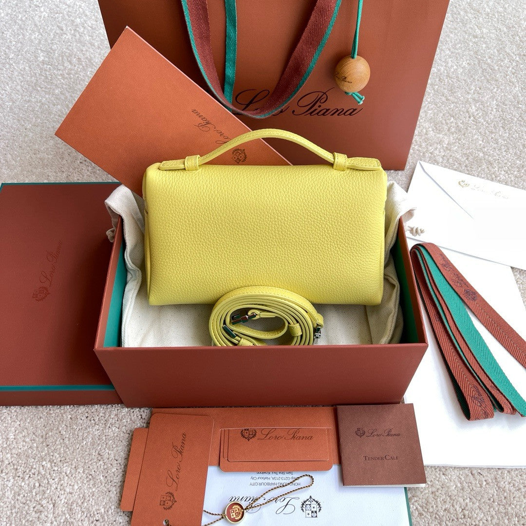 Loro Piana Extra Pocket L19  Grained Calfskin Yellow