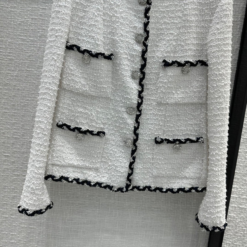 Chanel White Cotton Tweed Jacket