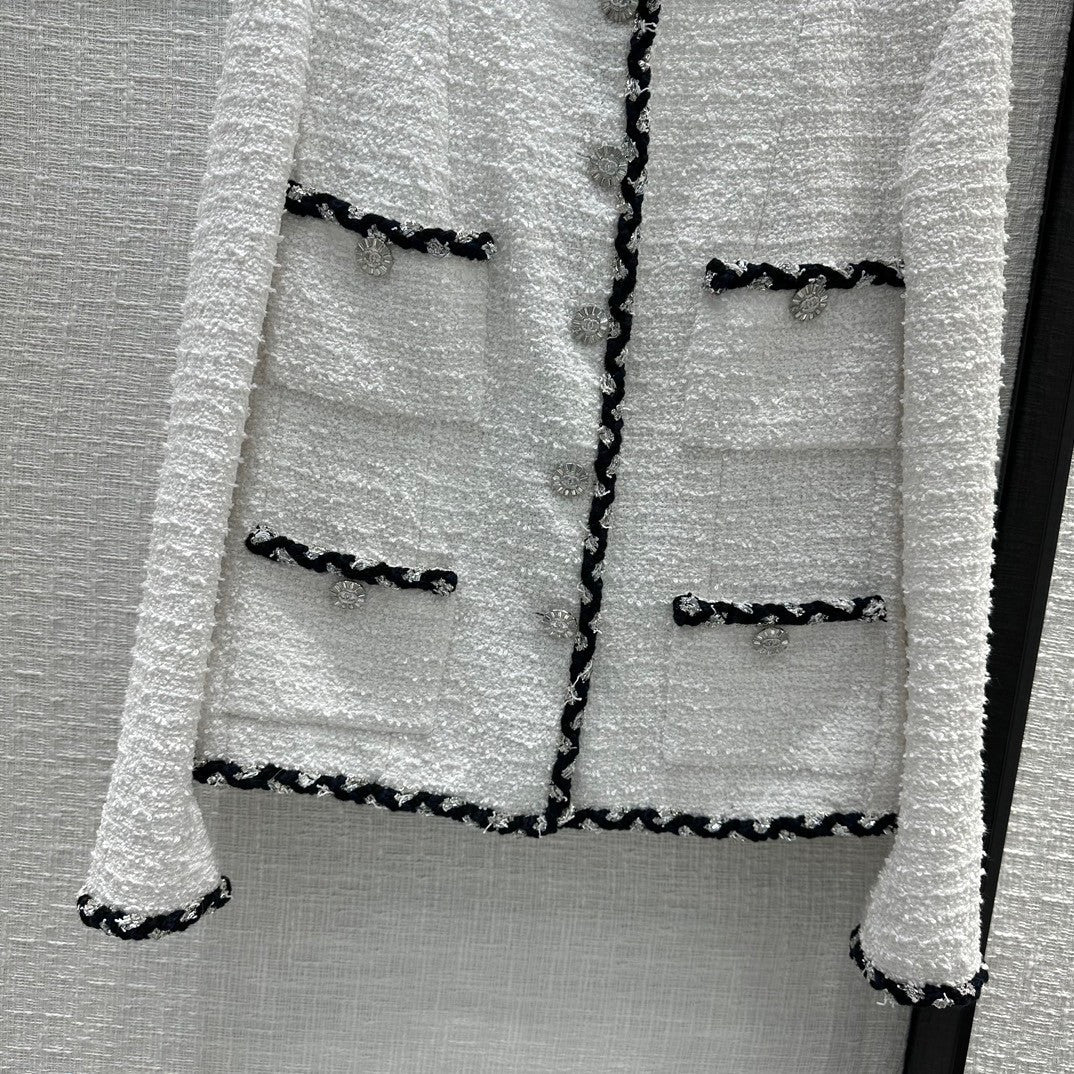 Chanel White Cotton Tweed Jacket