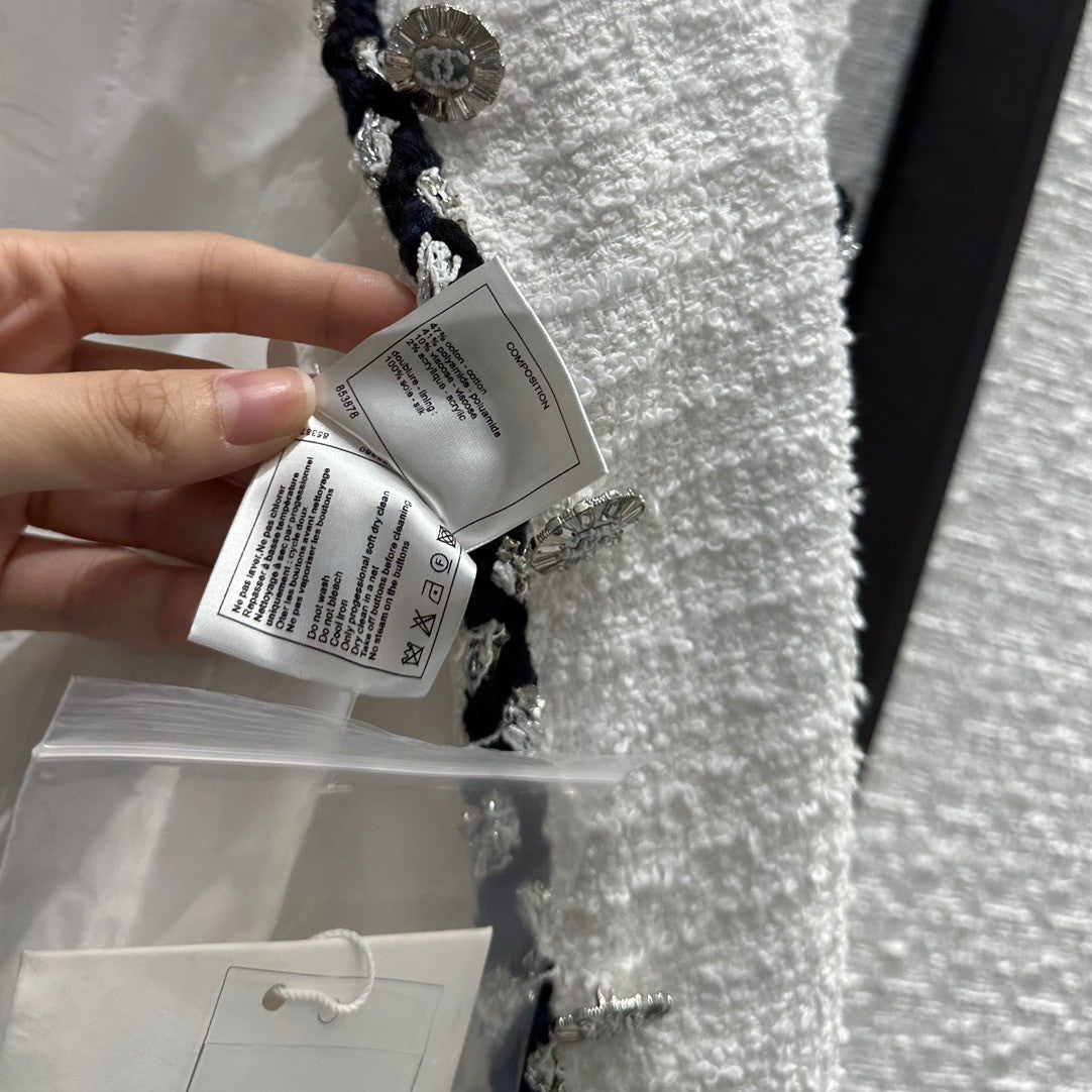 Chanel White Cotton Tweed Jacket