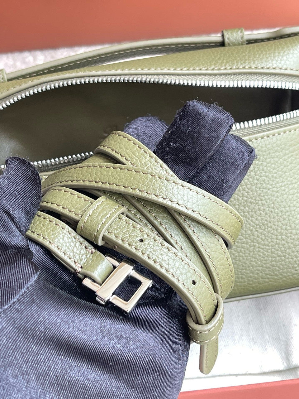 Loro Piana Extra Pocket L19  Grained Calfskin Olive
