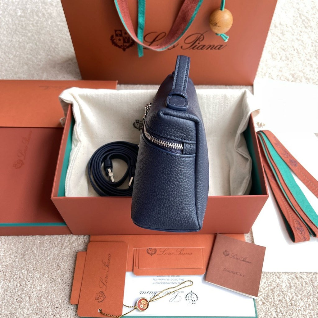 Loro Piana Extra Pocket L19  Grained Calfskin Blue