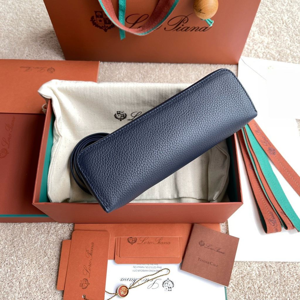 Loro Piana Extra Pocket L19  Grained Calfskin Blue