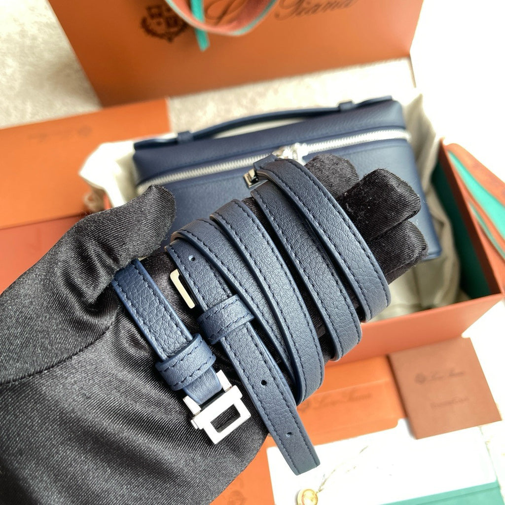 Loro Piana Extra Pocket L19  Grained Calfskin Blue