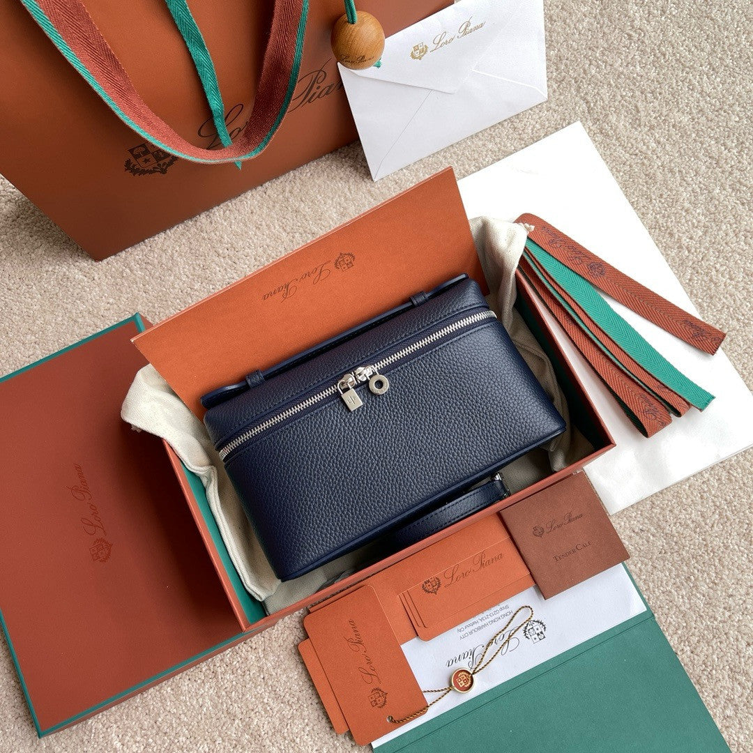 Loro Piana Extra Pocket L19  Grained Calfskin Blue