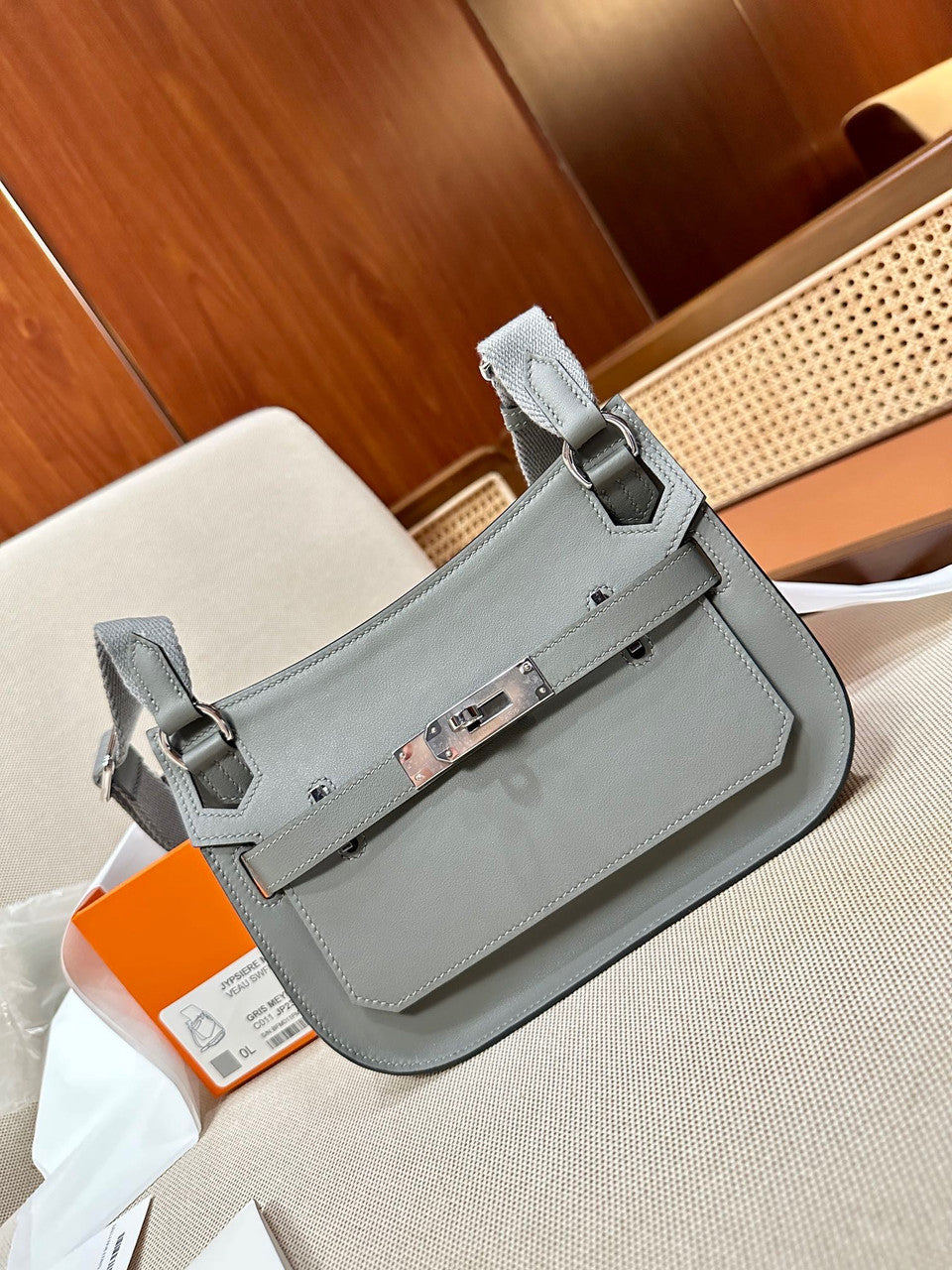 Hermès Jypsiere Mini Gris Meyer  Swift Palladium Hardware