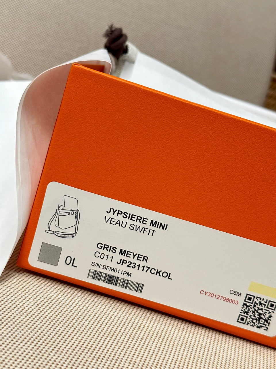 Hermès Jypsiere Mini Gris Meyer  Swift Palladium Hardware