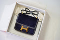 Hermès Blue Corduroy Constance 23cm  Gold GHW