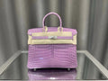 Hermès Birkin 25 Lavender Shiny Crocodile Niloticus Palladium Hardware Hermes