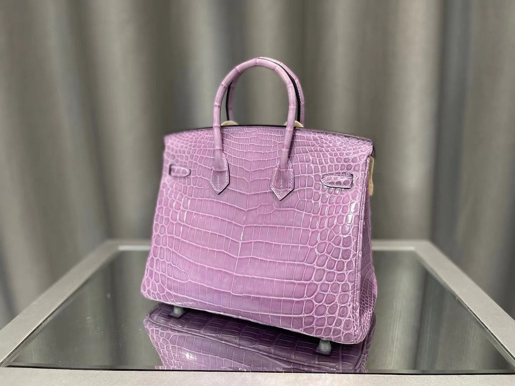Hermès Birkin 25 Lavender Shiny Crocodile Niloticus Palladium Hardware Hermes