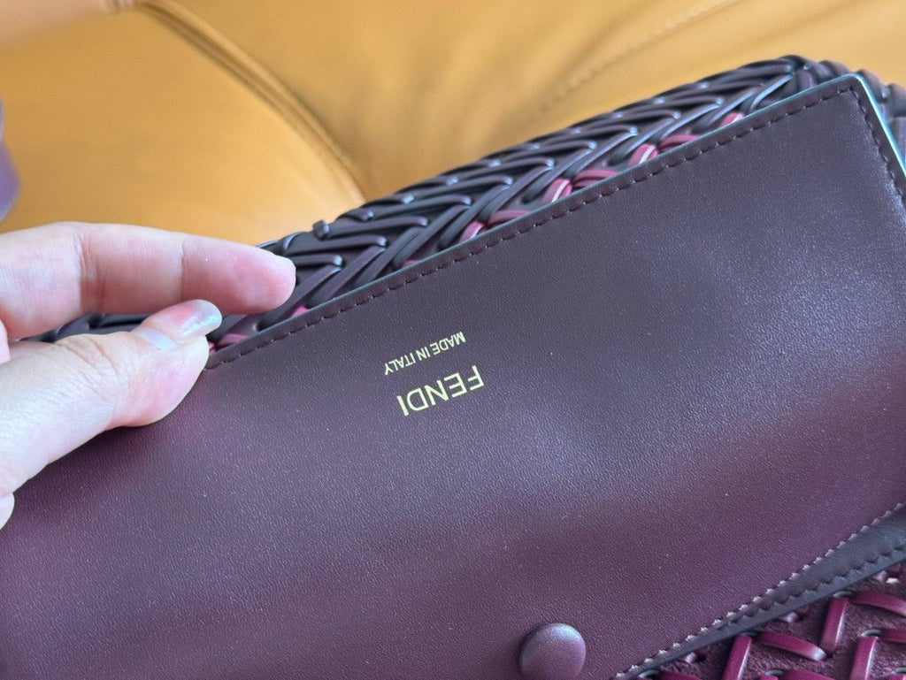 FENDI Interlaced Leather Baguette Bag Purple