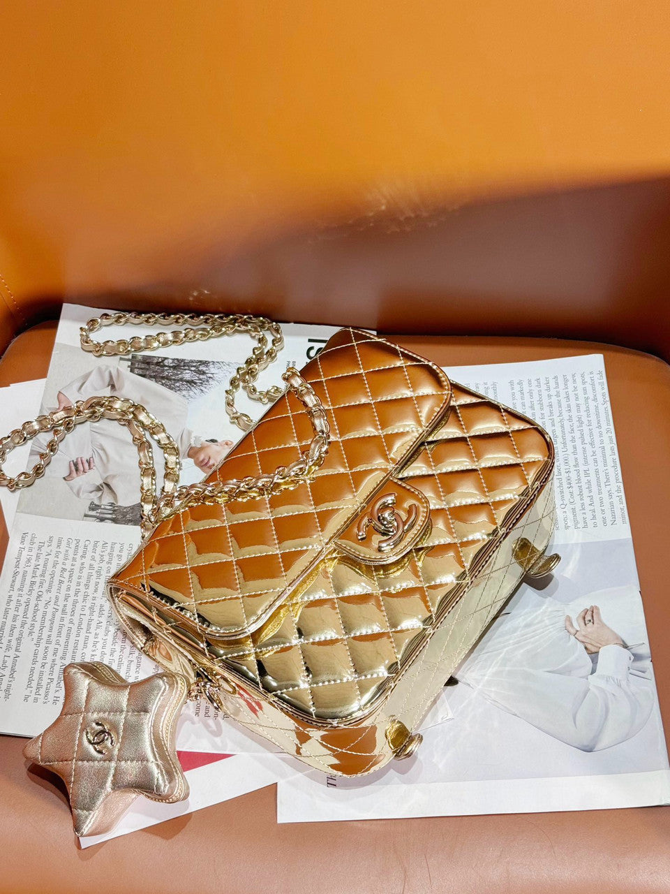 CHANEL BACKPACK & STAR COIN PURSE GOLD