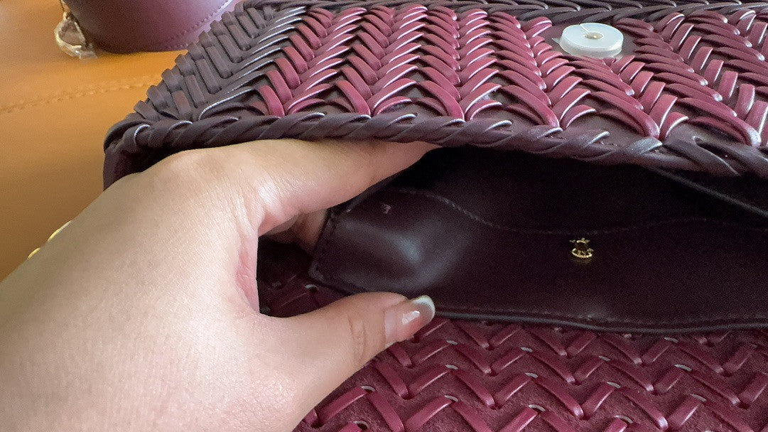 FENDI Interlaced Leather Baguette Bag Purple