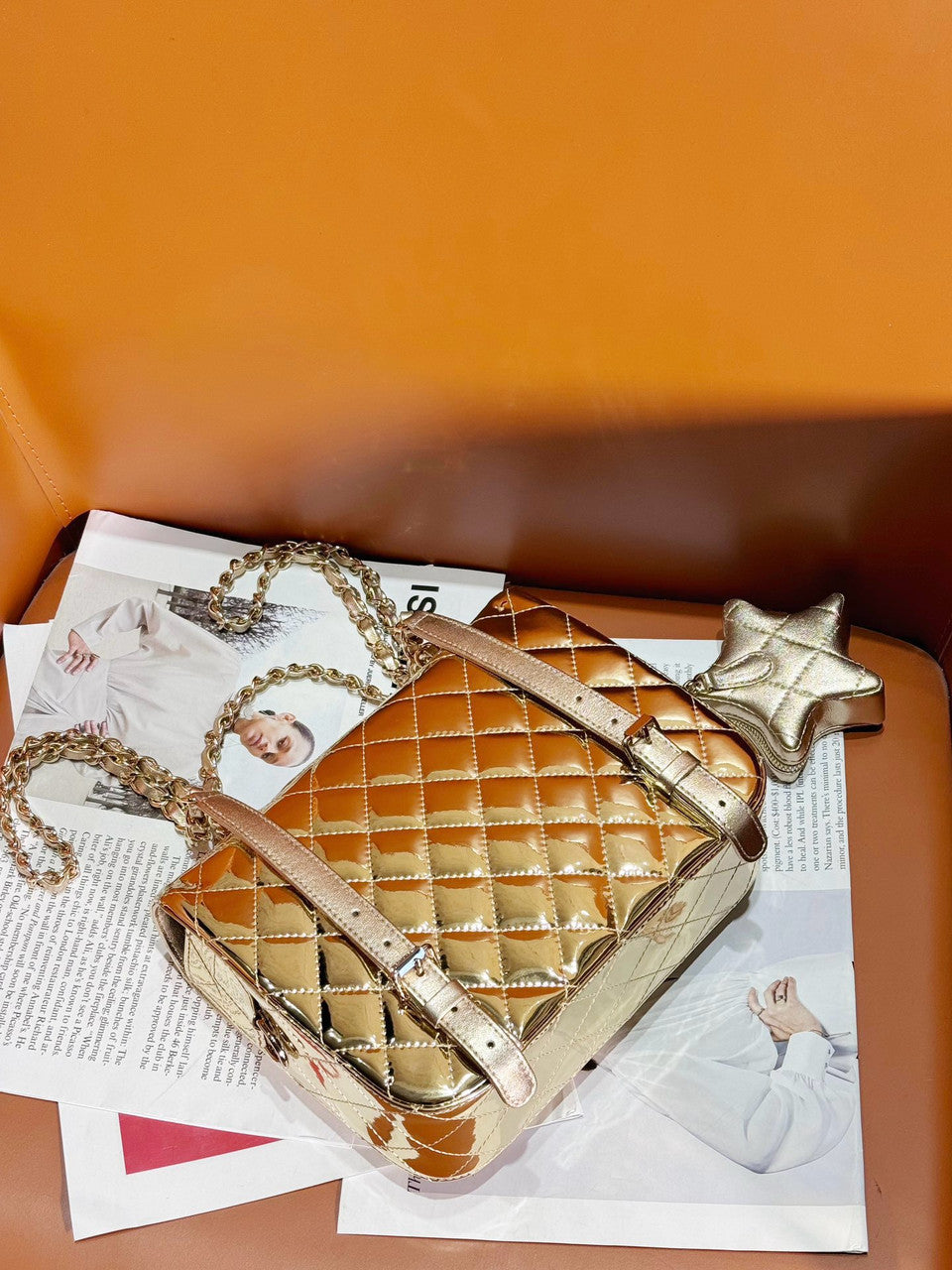 CHANEL BACKPACK & STAR COIN PURSE GOLD
