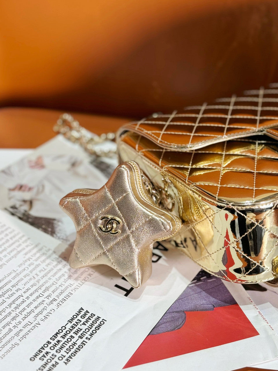 CHANEL BACKPACK & STAR COIN PURSE GOLD