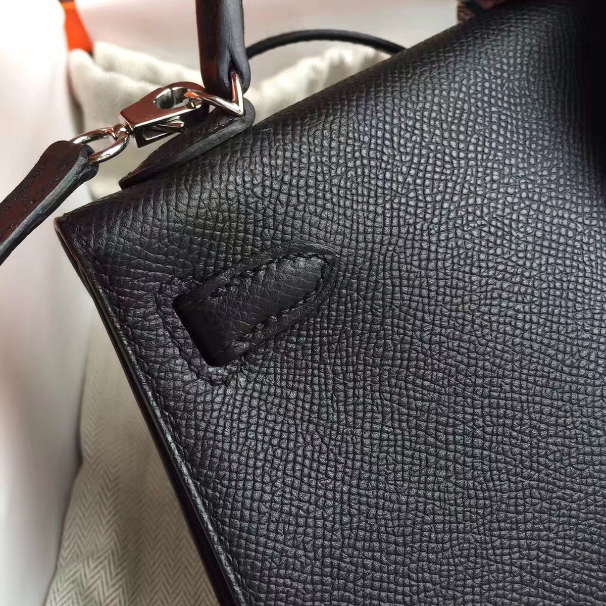 Hermès Black Kelly Mini II Epsom Palladium Hardware