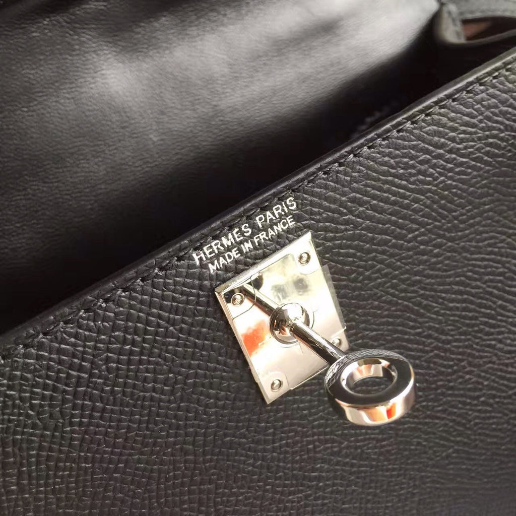 Hermès Black Kelly Mini II Epsom Palladium Hardware