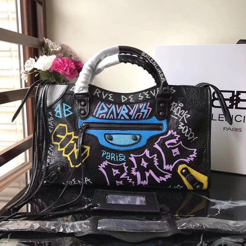 Balenciaga Women's Black Graffiti Classic City