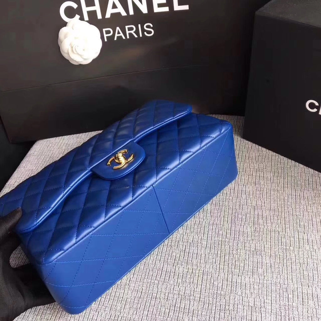 Chanel LARGE CLASSIC HANDBAG Blue Lambskin