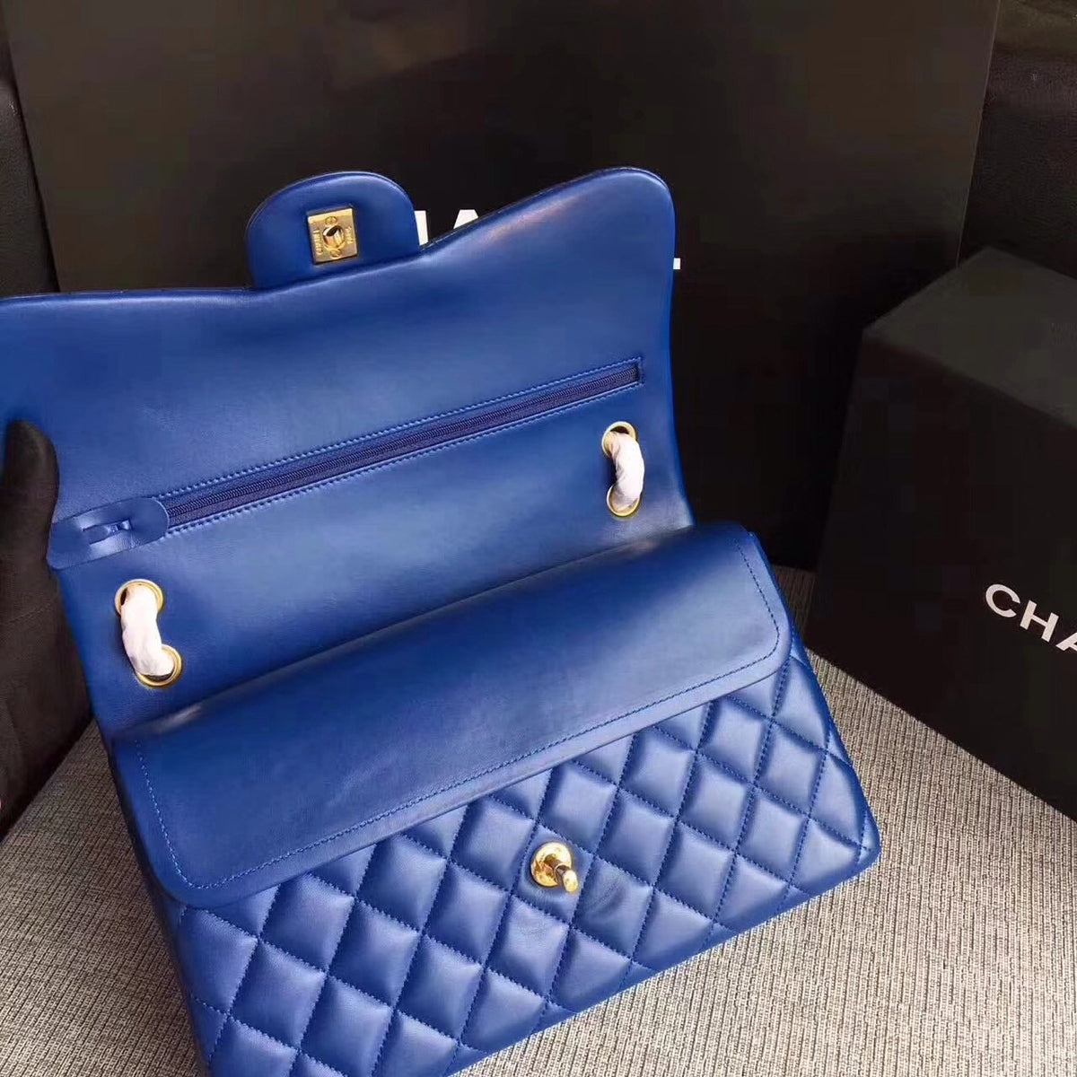Chanel LARGE CLASSIC HANDBAG Blue Lambskin