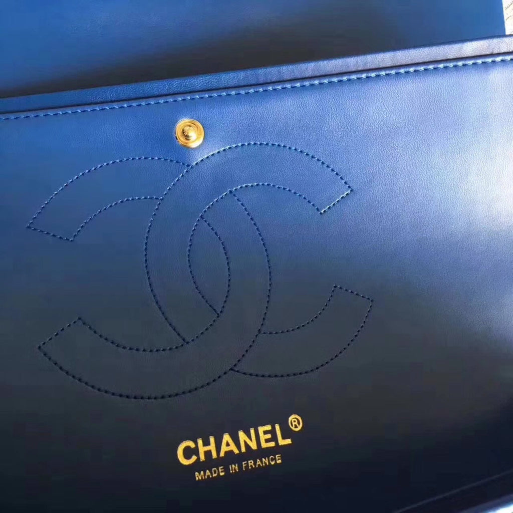 Chanel LARGE CLASSIC HANDBAG Blue Lambskin