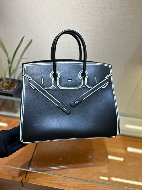 HERMÈS SHADOW BIRKIN 35 BLACK JPG EVERCALF LEATHER "INVERSE SHADOW" Hermes