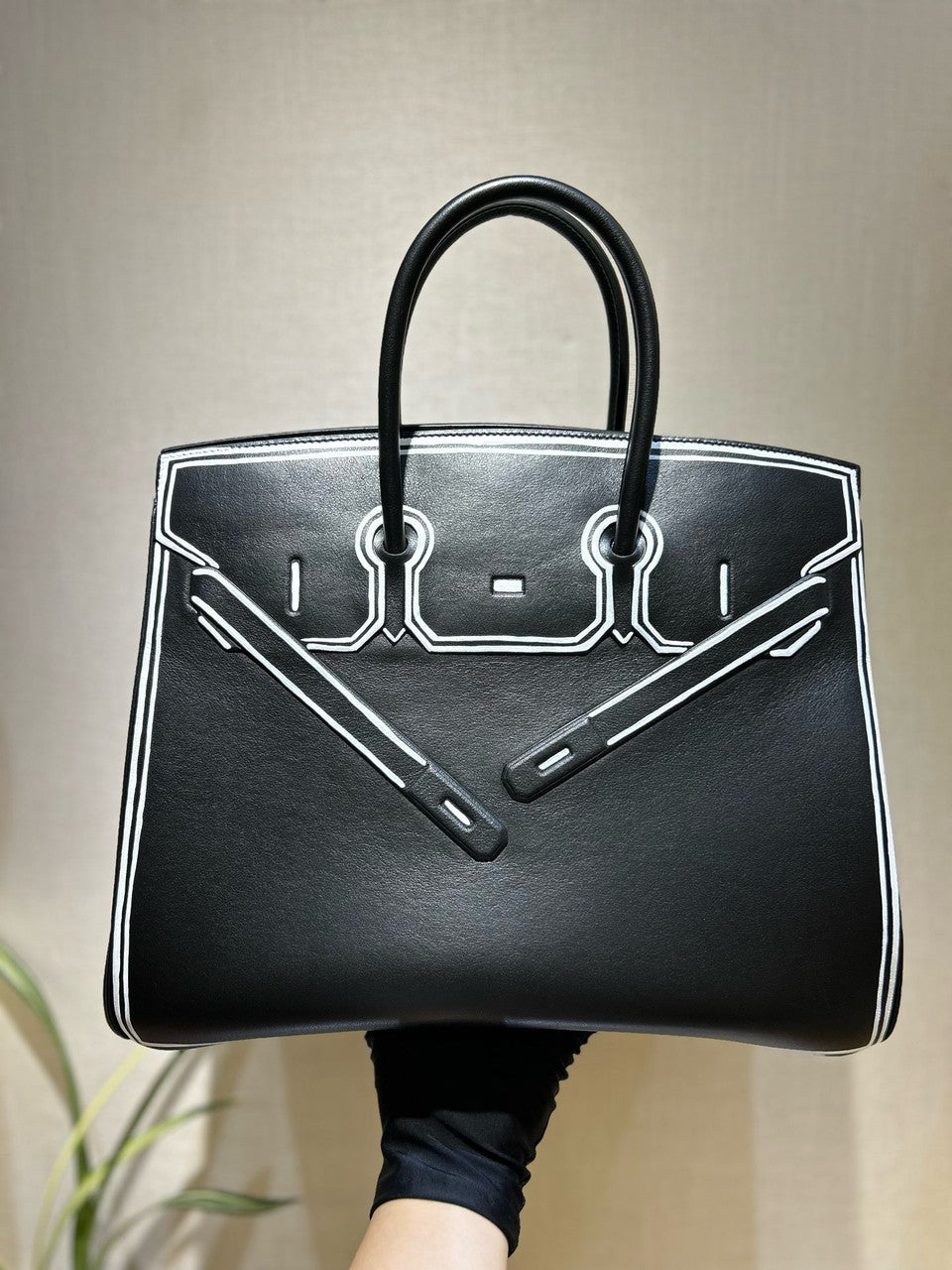 HERMÈS SHADOW BIRKIN 35 BLACK JPG EVERCALF LEATHER "INVERSE SHADOW" Hermes