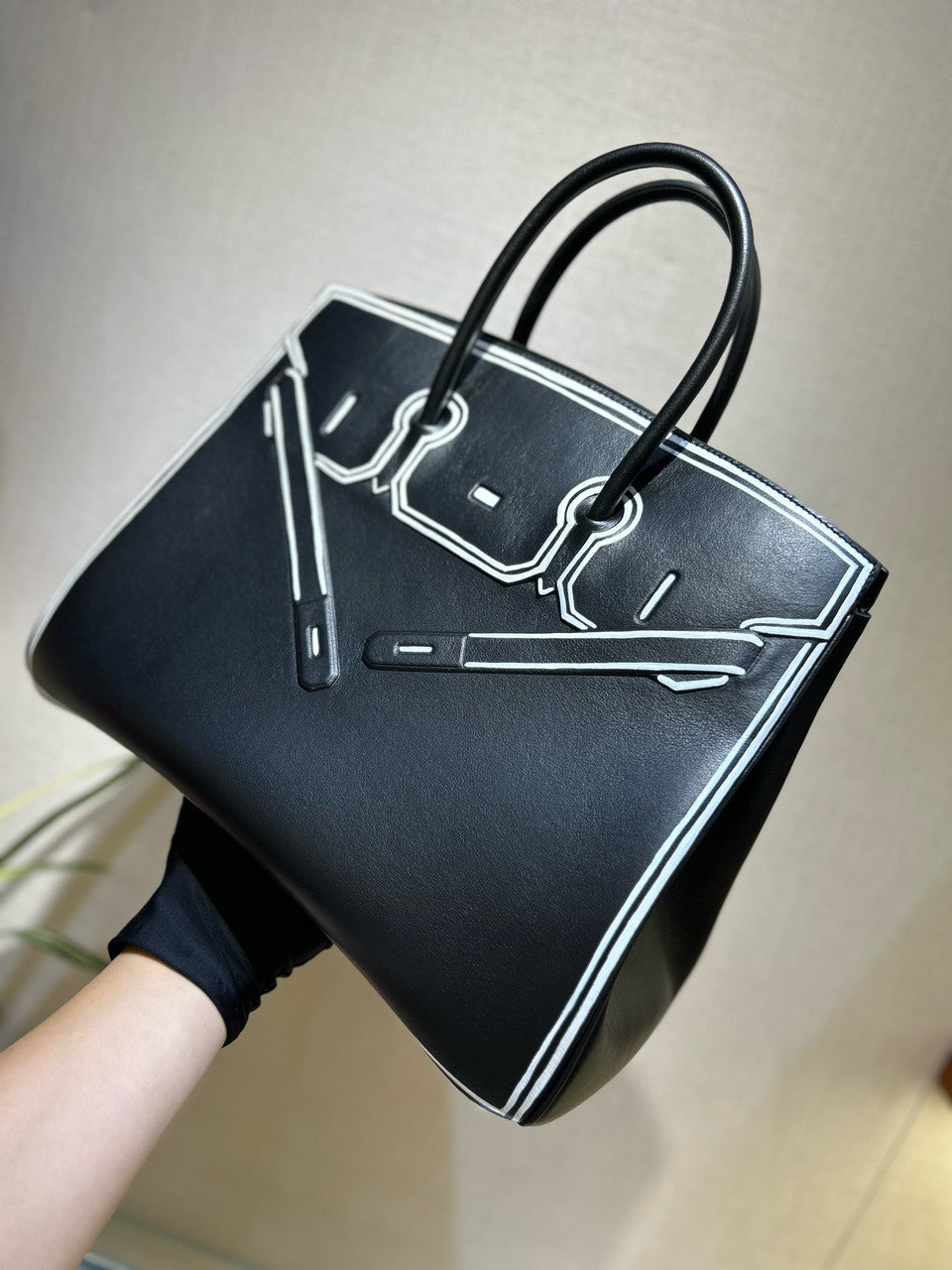 HERMÈS SHADOW BIRKIN 35 BLACK JPG EVERCALF LEATHER "INVERSE SHADOW" Hermes