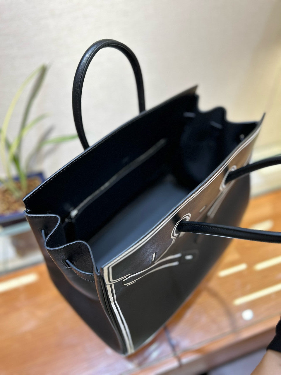HERMÈS SHADOW BIRKIN 35 BLACK JPG EVERCALF LEATHER "INVERSE SHADOW" Hermes