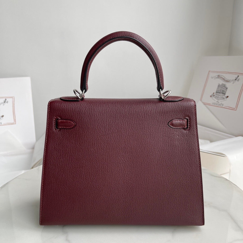 HERMÈS KELLY 25CM ROUGH SELLIER CHEVRE GOATSKIN PALLADIUM HARDWARE