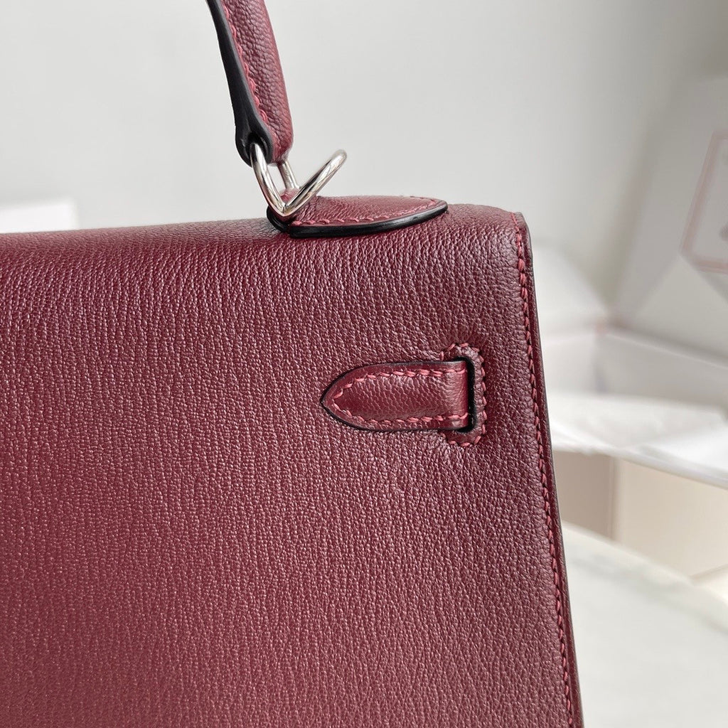 HERMÈS KELLY 25CM ROUGH SELLIER CHEVRE GOATSKIN PALLADIUM HARDWARE
