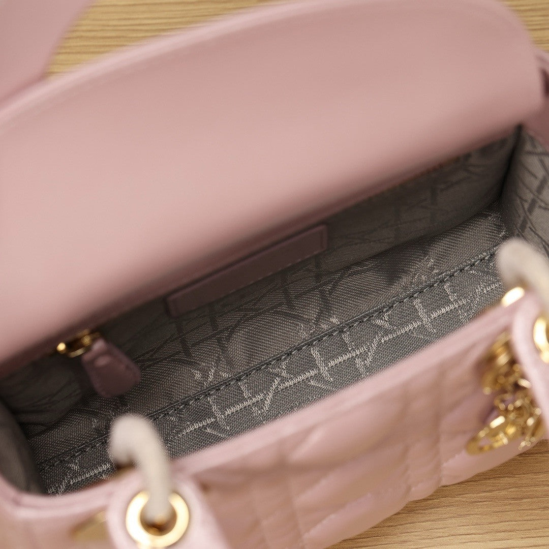 Christian Dior Mini Lady Dior Bag Pink Saddle Cannage Lambskin 2024