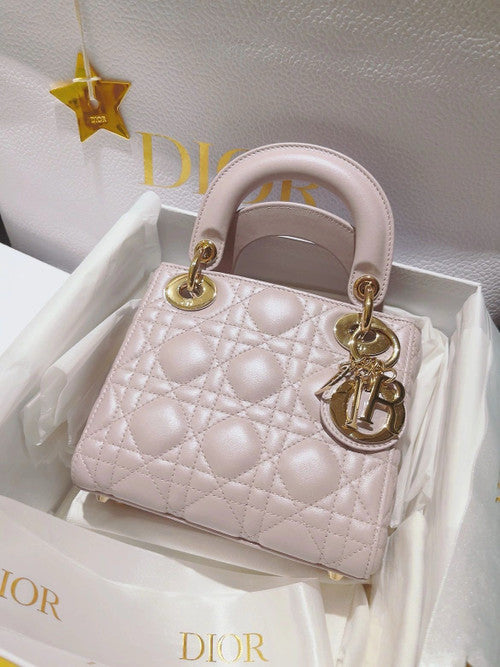 Christian Dior Mini Lady Dior Bag Pink Saddle Cannage Lambskin 2024