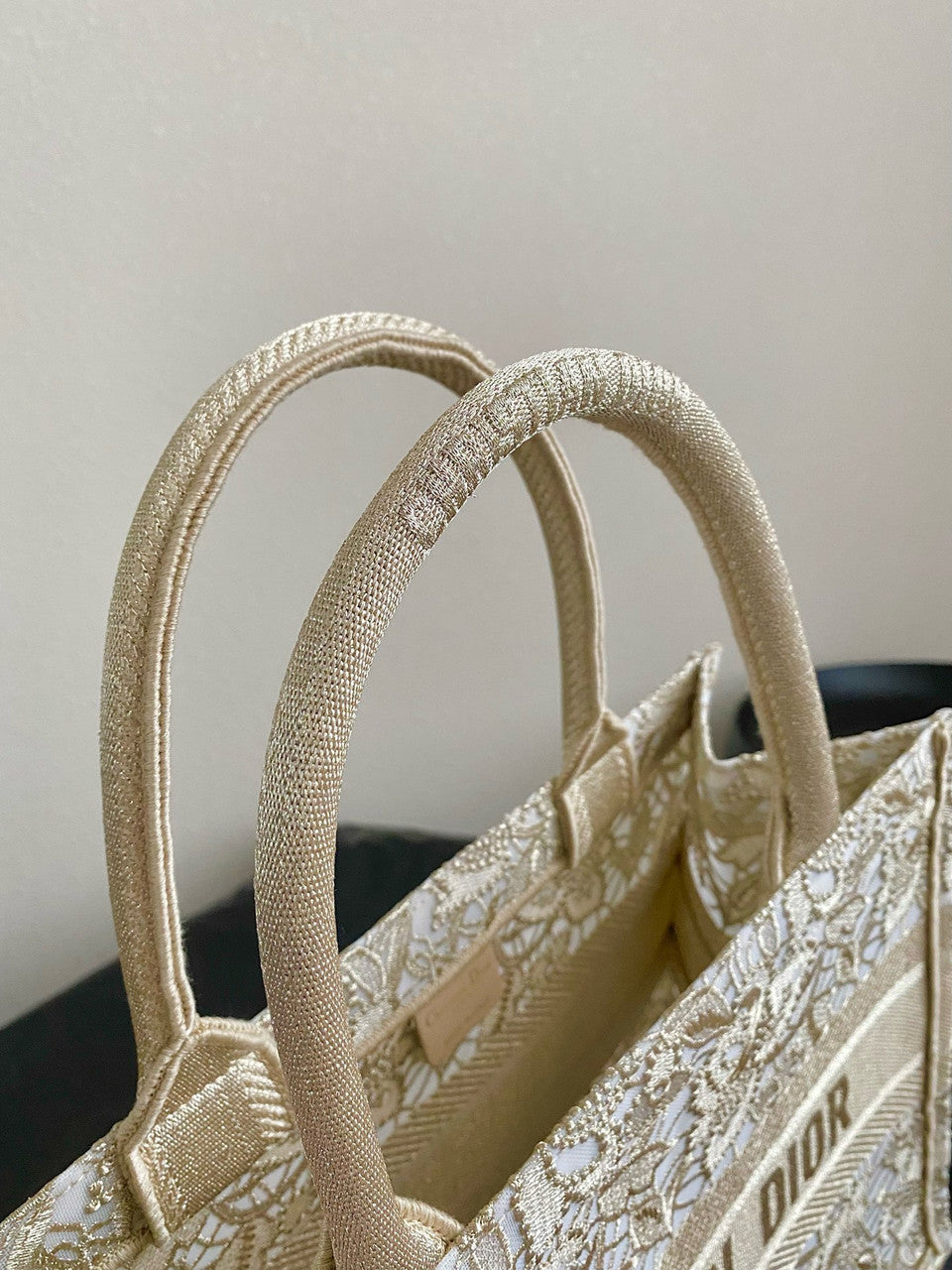 Christian Dior Medium Dior Book Tote  White and Gold-Tone Dior Oblique Embroidery