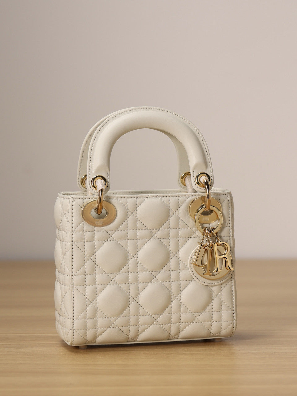 Christian Dior Mini Lady Dior Bag White Saddle Cannage Lambskin 2024