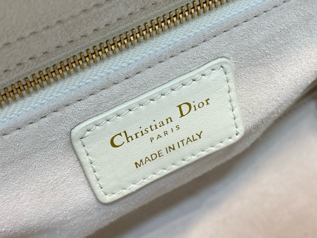 Christian Dior Medium Lady Dior Bag  Two-Tone Black and White Cannage Lambskin