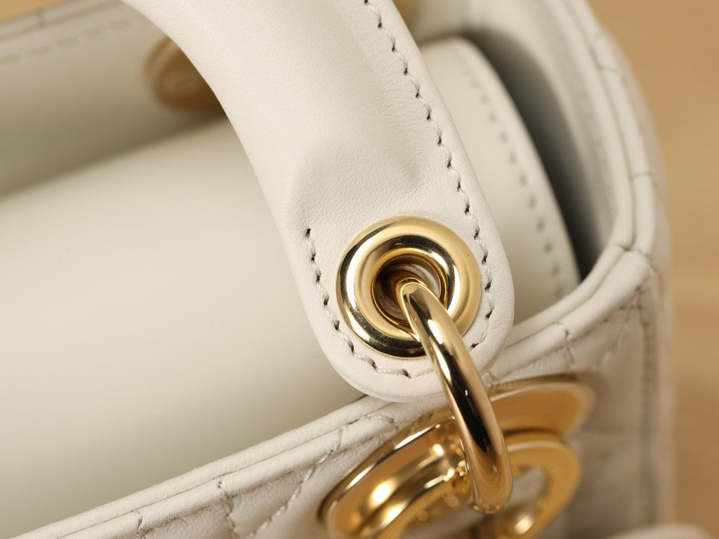Christian Dior Mini Lady Dior Bag White Saddle Cannage Lambskin 2024