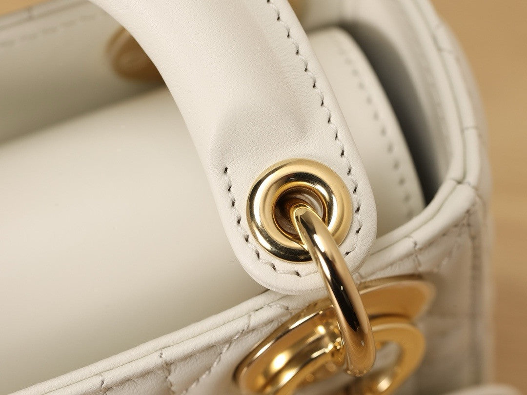 Christian Dior Mini Lady Dior Bag White Saddle Cannage Lambskin 2024