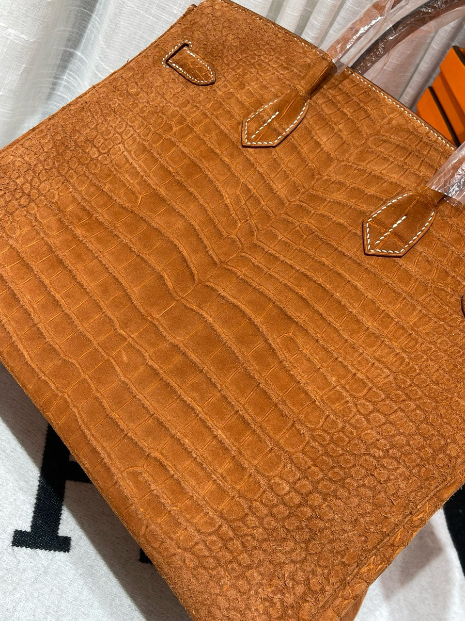 Hermes Gold Birkin 35 in Matt Porosus Crocodile with Palladium hardware